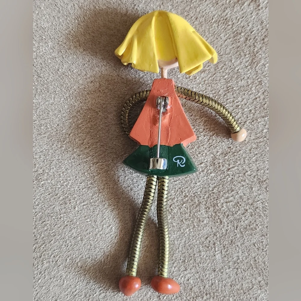 Movable Legs/Arms Funny Legs Pin Brooch Hand Painted Vintage